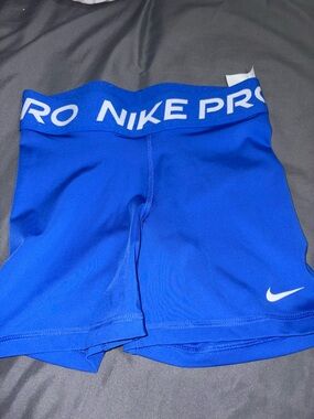 Nike Pro Blue Compression Shorts with White Swoosh